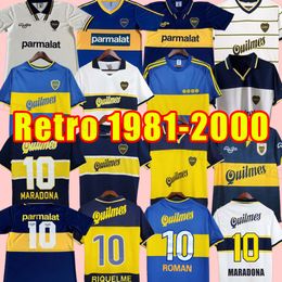 Boca Juniors Retro Soccer Jerseys MARADONA ROMAN Caniggia RIQUELME kit PALERMO TEVEZ BATISTUTA Football Shirts 81 82 95 96 97 98 99 00 1992 1994 1999 1981 1982 1997