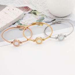 Luxury Designer Jewelry Bangles bracelet new fashion titanium steel Roman digital shell Cable bracelet Opening Women's bracelet