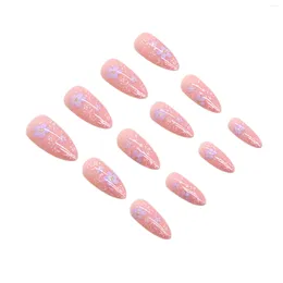 False Nails Purple Flower Setting -length Almond Easy To Apply Simple Peel Off For Shopping Travelling Dating