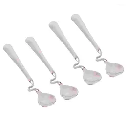 Spoons 4 Pcs Decorate Honey Mixing Spoon Coffee Bar Decorations Serving Stainless Steel Silver