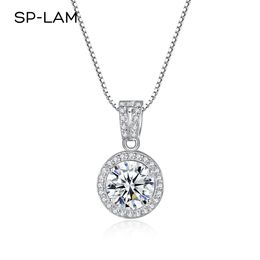 Beaded Necklaces SPLAM Diamond Pendant Necklaces For Women 925 Sterling Silver Luxury Chain Trending Iced Bling Wedding Jewellery 230403