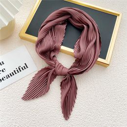 Sarongs Large Size Scarf Pleated Crinkle Women's Hijab Wrinkle Shawl Scarves Women Satin Scarf Neckerchief Square Skinny Hair Tie Band P230403