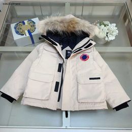 New Winter down baby Jacket Mid length version kids coat Size 110-150 Windproof design plush collar child overcoat Nov05