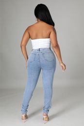 2024 Дизайнерские джинсовые брюки Женские джинсы повязка по бингам модные джинсы винтажные скинни рваные джинсы Голубые брюки Стальная одежда массовая оптовая одежда 9648