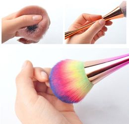 Aluminum Soft Head Nail Dust Clean Powder Brush Single AcrylicUV Gel Nail Art Cleaner Remover Brush Beauty Colorful Tool2623999