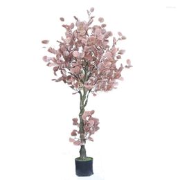 Decorative Flowers 90cm Simulation Money Tree Big Eucalyptus Artificial Plant Fake Leaf Flower For Home Shopping Mall El Greening Decoration