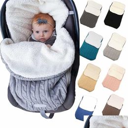 Sleeping Bags Baby Slee Bag Born Bedding Winter Solid Colour Button Thicken Knitted Sleepsack Warm Footmuff Stroller Kids Sleep 211101 Dhmbv