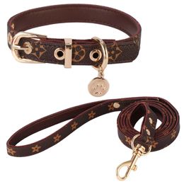 Dog Collars & Leashes Fashion Brand Presbyopic Skin Pet Necklet Set Slip Dog Collar Hand Holding Rope Cat Accessories Wholesale Drop D Dhp6H