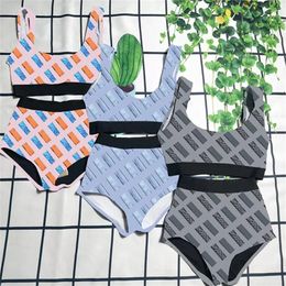 Two-Piece Suits Female Patchwork Bikini Set Textile Women High Waist Swimsuit Backless Swimming Vest Beach Surfing Swimwear