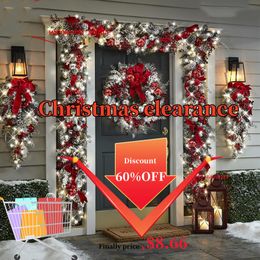 Decorative Flowers Wreaths Christmas Wreath Outdoor Xmas Decorations Signs Home Garden Office Porch Front Door Hanging Garland Year Decor 230404