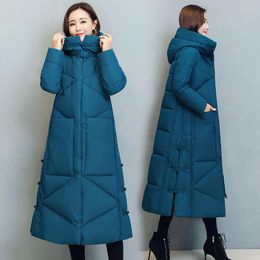 Women's Trench Coats 2023 Women Winter Retro Solid Color Down Cotton Jackets Female Loose Cotton-padded Ladies Long Warm Hooded Parkas T667