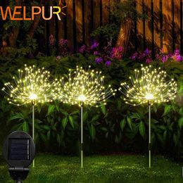 Novelty Lighting Solar Firework Light Grass Globe Dandelion 60/150/200 LED Fireworks Lamp For Garden Lawn Landscape Holiday Christmas Lights P230403