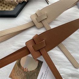 Belts Women Coat Decoration Belt Simple Versatile Knotted Belt Retro Trend Smooth Buckle Belt Imitation Leather Girdle Z0404