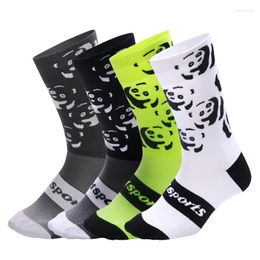 Sports Socks Professional Cycling Road Bike Panda Pattern Breathable Sweat-absorbent Compression For Men And Women