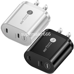 Fast Quick Chargers 40W Dual PD USB-C Type c Wall Charger Eu US Uk AC Travel Adapter For Ipad Air Iphone 12 13 14 15 pro max Samsung Tablet PC Htc s1