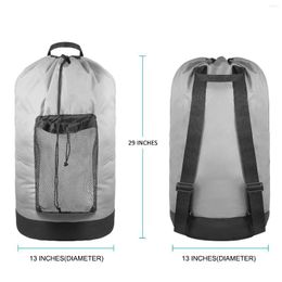 Laundry Bags 1Pcs Bag Backpack With Shoulder Straps Mesh Pocket Rucksack Durable Nylon Hamper Washable Drawstring Closure