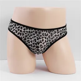 Underpants Mens Leopard Briefs Ice Silk Underwear Printed U Bulge Pouch Panties Low Waist Fashion High Elastic Bikini Slip Homme