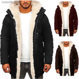 Men's Jackets Fashion Casual Zipper Solid Color Jackets Parka Hooded Men Autumn Winter Long Sleeve Warm Faux Fur Jacket Coat T231104