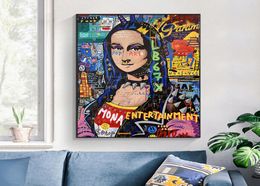 Abstract Graffiti Street Wall Art Mona Lisa Canvas Painting Poster and Prints Famous Artwork for Living Room Decoration7895204