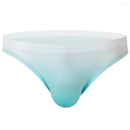 Underpants Men Sexy Gradient Briefs Thong U Convex Pouch Lingerie Low Waist Underwear Bikini Quick-Drying Breathable Panties