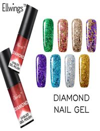 Ellwings Diamond Glitter UV Gel Polish Soak Off Nail Gel Varnish Manicure Nail Sticker Shine with Top Base Polish9480006
