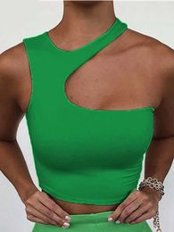 Women's Tanks Camis Cut Out Sexy Crop Off Shoulder Solid Skinny Sport Short Tops Women Tank Irregular Summer Tube Tops P230322