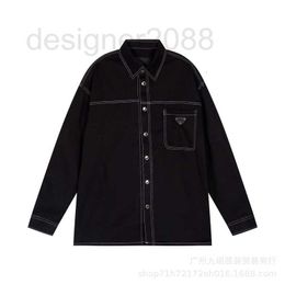 Men's Jackets Designer 23ss High Street Casual Loose Fit Metal Triangle Logo Decorated Elastic Cotton Jacket Coat URGY