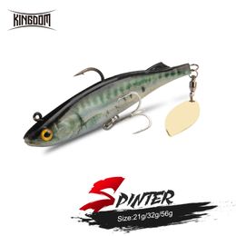 Baits Lures Kingdom SPINNER Fishing Lures Big Soft Swim Baits With Spoon On Tail Sinking Action 3D Printing 140mm 170mm 205mm Soft Lure 230403