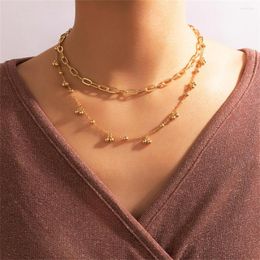 Pendant Necklaces Vintage Gold Color Punk Thick Chain Metal Bead Necklace For Women Female Boho Fashion Simple Multilevel Hip Hop Jewelry