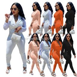 Designer long sleeve Jumpsuits Women Fall Winter Bodycon Rompers 2X Solid Turn-down Collar Jumpsuits One Piece Outfits Skinny Overalls leggings Casual Clothes