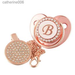 Pacifiers# Name Initial Letters Baby Pacifier Newborn Silicone Pacifier Rose Gold Bling Infant Nipple BPA Free Baby Soother DummyL231104