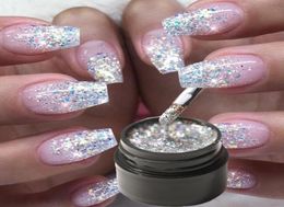 Nail Gel 5ML Glitter Paint UV Varnish SemiPermanent Base Manicure Primer Shimmer Diamond Shining Platinum2645437