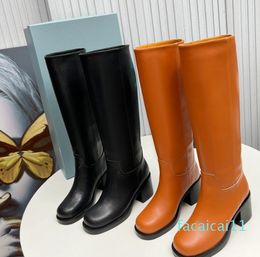 Top Quality Winter Flat Winter Knee High Boots Women Shoes Genuine Leather Black Western Tall Long Chelsea Boots Female New Trends PR Shoes INS Brand