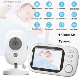 Baby Monitors Baby Monitor With Camera 3.5 Inch Wireless Security Video Feed Alarm Night Vision Home Protection Nanny Lullaby Type-C Charge Q231104