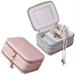 Jewelry Boxes Travel Jewelry Case Small Box Pu Leather Portable Storage Organizer Double Layer Display Boxes For Rings Earrings Bracel Dhmjg