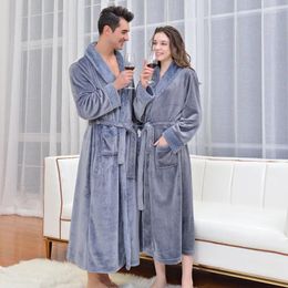 Women's Sleepwear Autumn Winter Couple Pajamas Flannel Robe Warm Bathrobe Coral Velvet Thickened Nightgown Men's Nightdress Home Wear