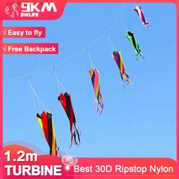 Kite Accessories 9KM 1.2m Spinner Windsock Turbine Line Laundry Pendant Soft Inflatable Show Kite 30D Ripstop Nylon with Bag Q231104