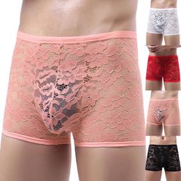 Underpants Sexy Underwear For Men Temperament Gay Mens Boxers Breathable Briefs Soft Lace Oversize Panties Cueca