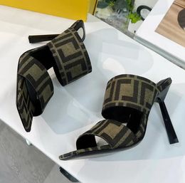 Sandali da donna scarpe firmate pantofole moda in pelle stampata con lettere tacchi alti 6 cm, scarpe eleganti da festa di lusso da 10 cm taglie 34-42
