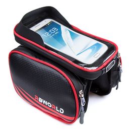 Touch Screen Large Capacity Panniers Bags Front Beam Pack Mountain Bike Mobile Phone Tube Pack Waterproof Riding Equipment