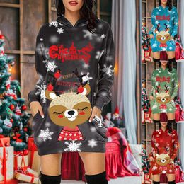 Women's Hoodies Christmas Elk Print Sweatershirts Fashion Carnival Party Female Clothes Casual Sweater Dress Funny Hoodie Sudaderas De