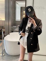 Women's Suits & Blazers designer luxury C Korean version of suit with double row gold buckle, small and loose fitting casual versatile suit, Hong Kong style jacket OO6H