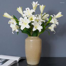 Decorative Flowers 3 Artificial Lilies Living Room Decoration 3D Wedding Lobby False