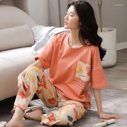 Women's Sleepwear Women Pyjama Sets In Cotton 2 Piece/set Womens Negligee Pyjamas Lingerie Nightwear Cartoon Home Wear