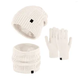 Ball Caps Women&Men Autumn Winter Warm Cute Wool Hat Scarf Gloves Slouchy Set Light