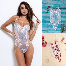 Sexy Costume Lace Embroidery Ladies Thin Shoulder Straps Halter Sexy Bra Set with Beautiful Temptation Babydoll Underwear