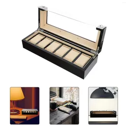 Watch Boxes Wood Box Display Organizer: Clear Window Jewellery Sunglasses Eyewear Case 6 Slots For Travel Trinket Bracelet Necklace