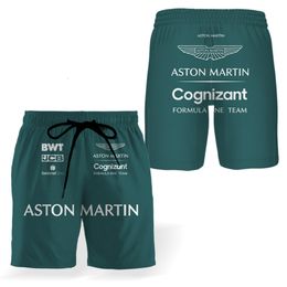 Mens Shorts Team Aston Martin Summer Formula One Racing Driver Alonso Design Beach Sports 230403
