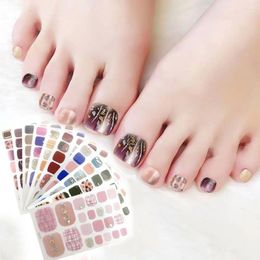 Nail Stickers 22 Tips Art Toe Fresh Style Decals Full Cover False Nails Stripe Waterproof Foot DIY Decorations