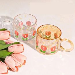 Wine Glasses Creative Glass Cups Transparent Mugs With Handle Coffee Cup Cute Water Bottles Heat Resistant Milk Festival Gifts